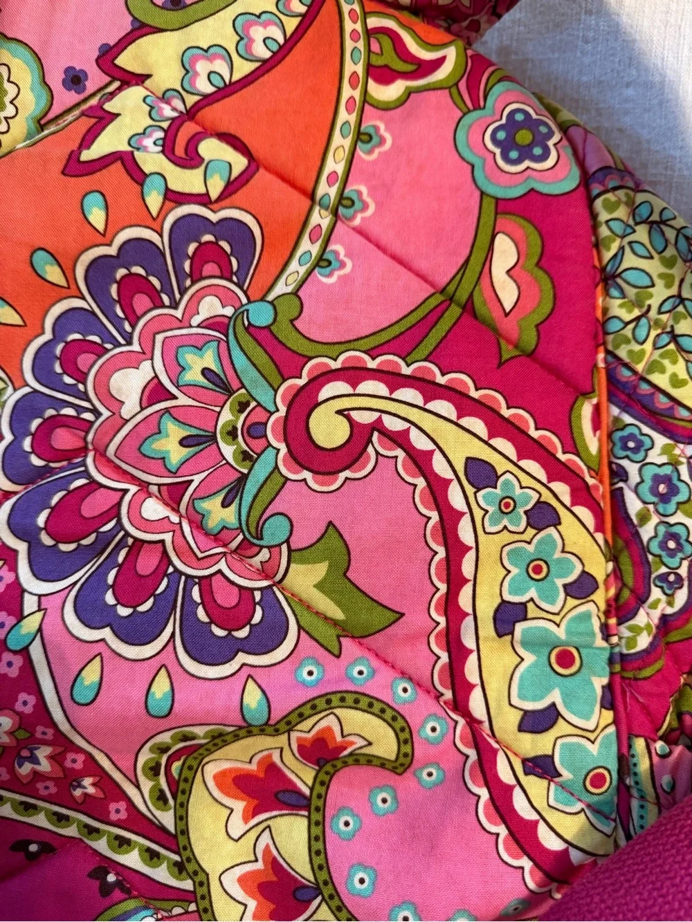 Vera Bradley Quilted Floral Paisley Backpack - Hot Pink & Orange